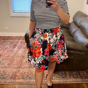 Eliza J striped and floral a line dress